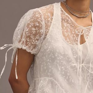 Anthropologie - Sheer Short-Sleeve Organza Maxi Dress